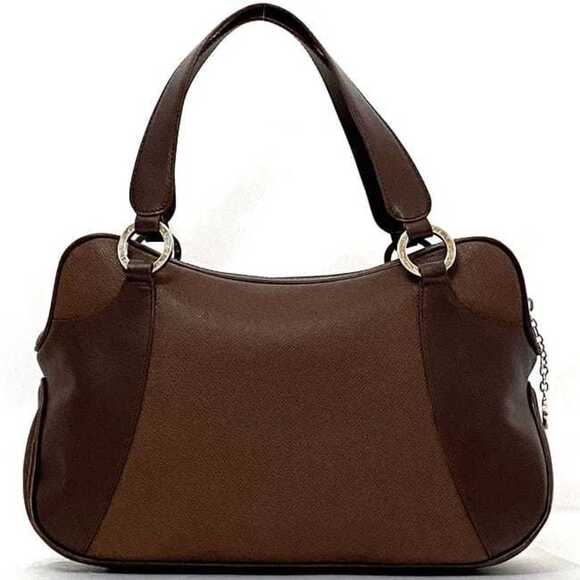 BVLGARI Handbag ec-22641 Dark Brown Leather Mini Boston Grain Women's Unisex